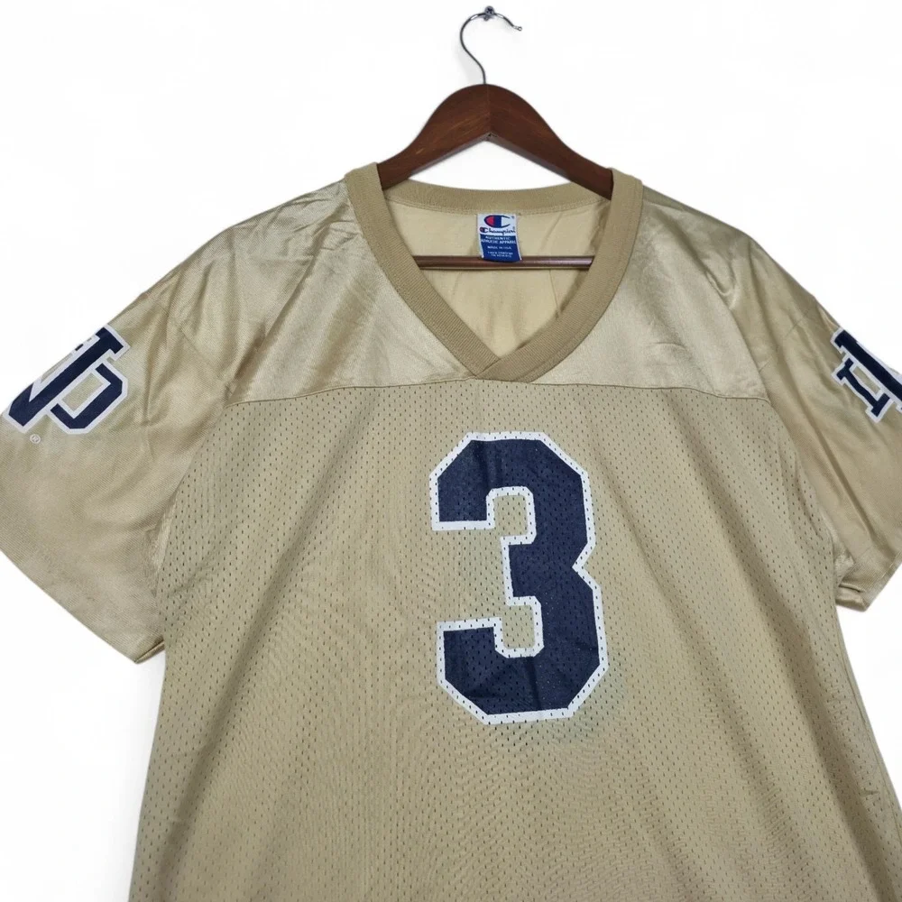 VTG 90s Champion Notre Dame Jersey Youth XL 18-20 Gold Mesh Made in USA #3 Irish
